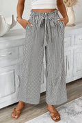 Women’s Striped Tie Waist Wide Leg Pants