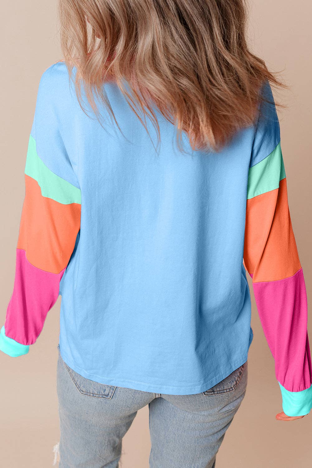 Women’s Pastel Color block Long Sleeve Top