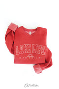 Women’s “Lake Life Is the Best Life” Red Crewneck Sweatshirt