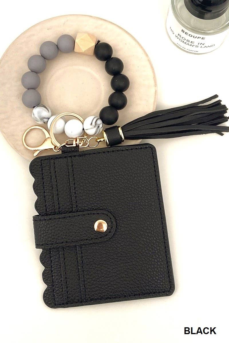 Beaded Card Holder Wristlet Wallet