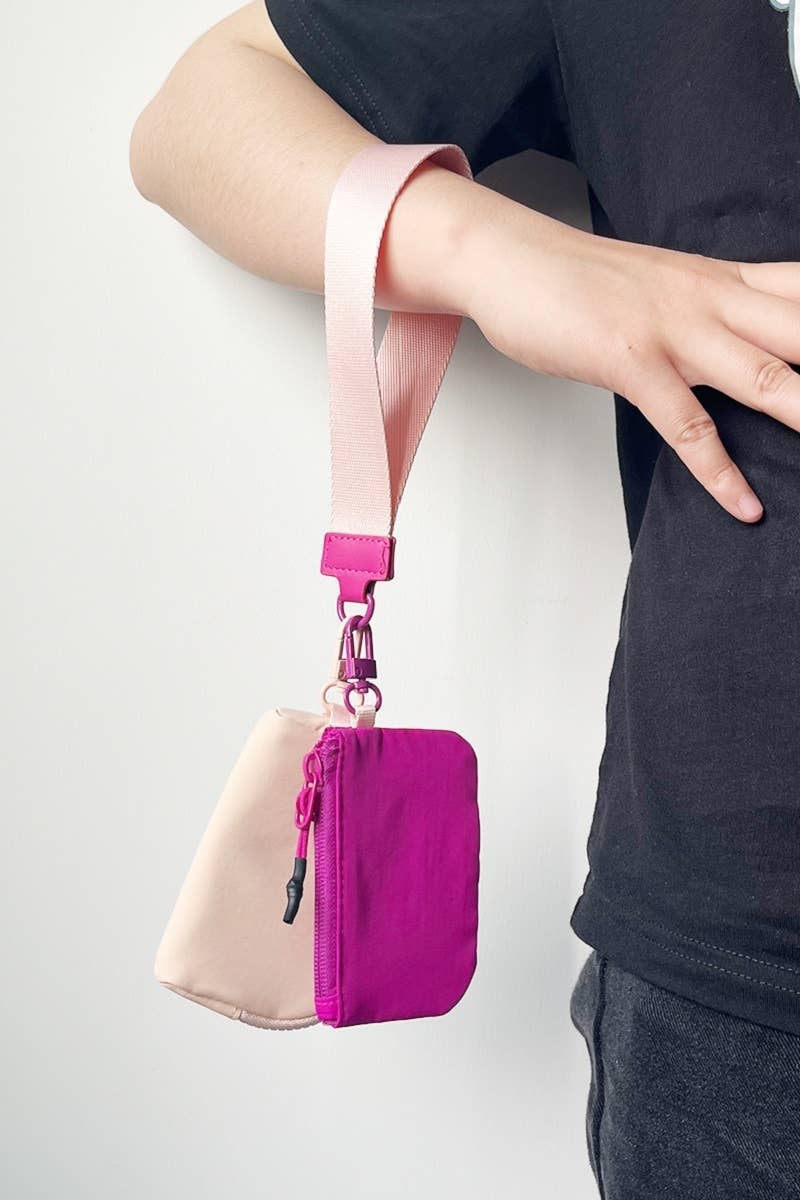 Solid Color Wristlet Keychain Wallet