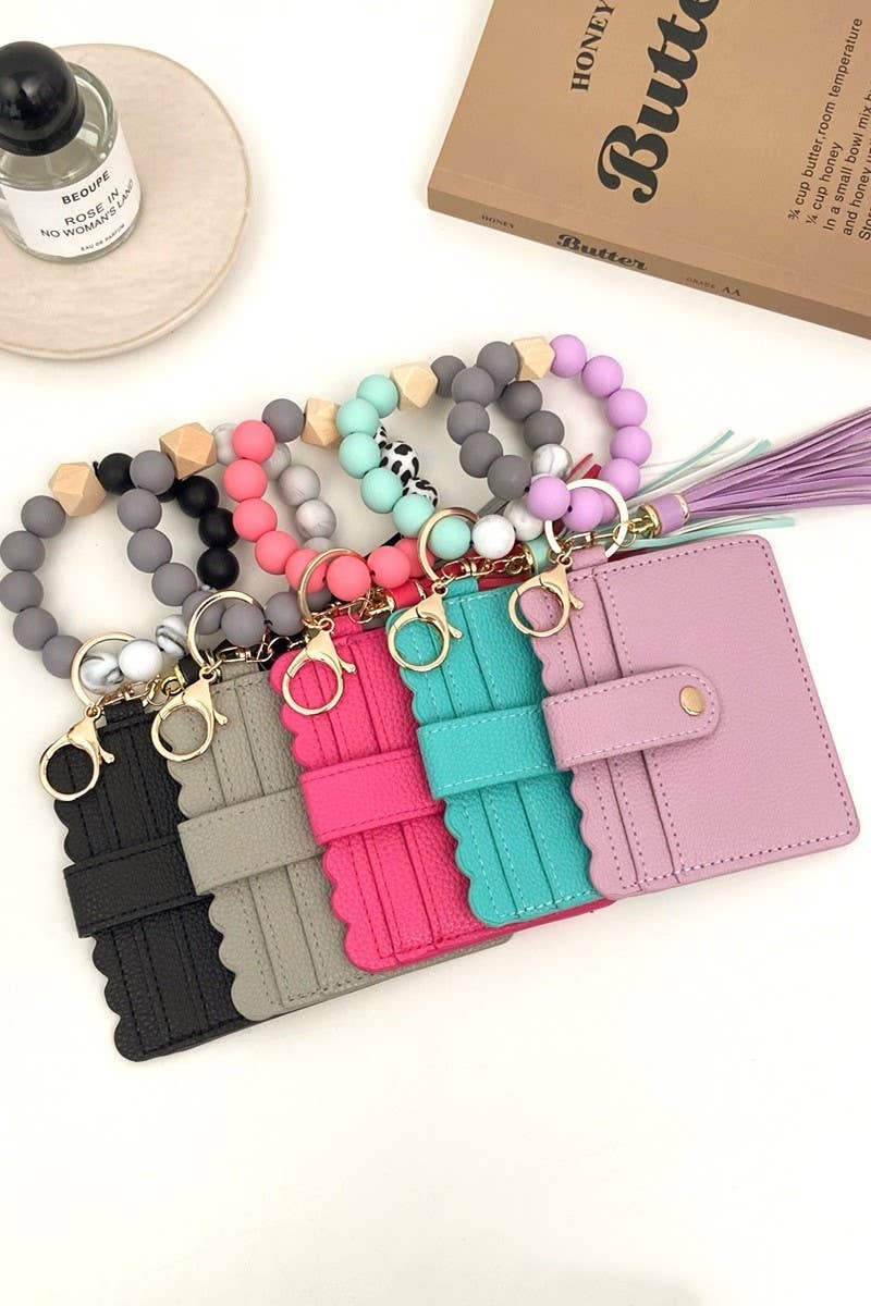 Beaded Card Holder Wristlet Wallet